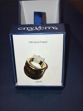14K Gold Plated Wide Band Ring - Gold